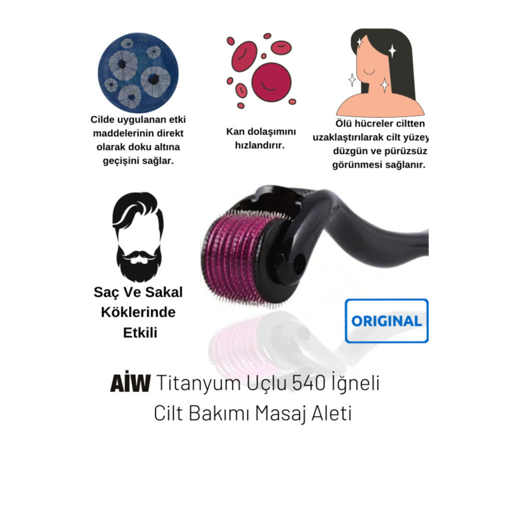 Aiw 0.5 Mm Dermaroller Titanyum Uçlu 540 Iğneli Saç Sakal Ve Cilt Bakım Tarağı Cilt & Yüz Temizleme Cihazları Fiyatı