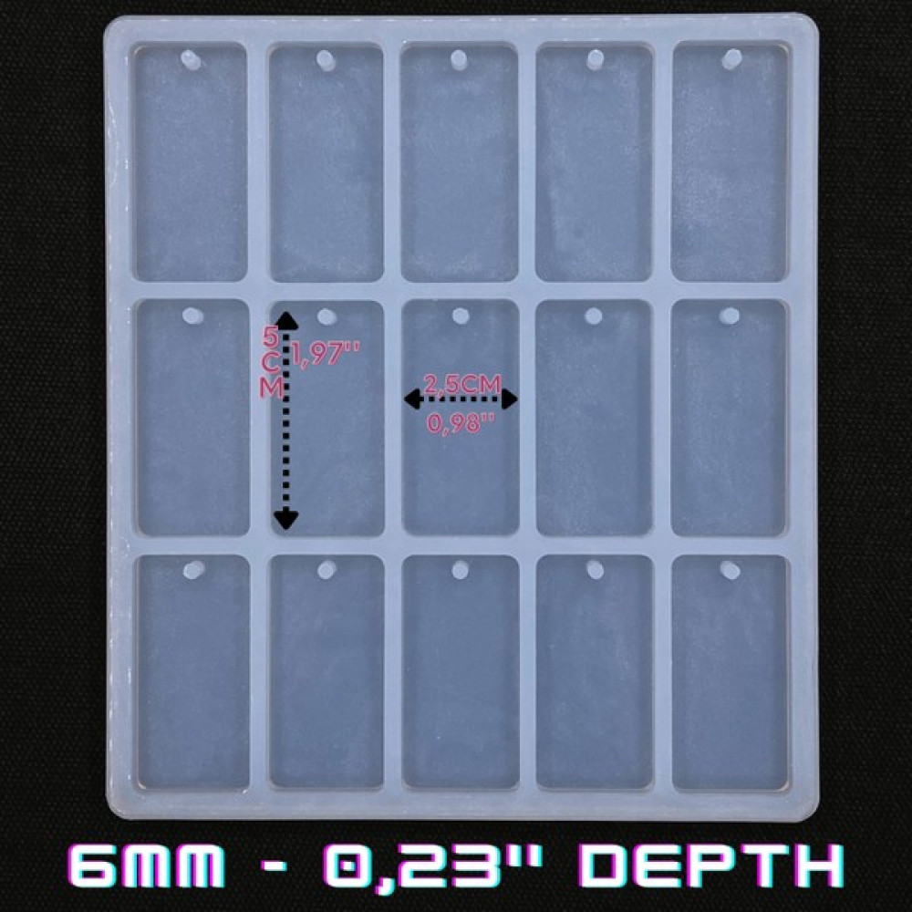 Aj Resincraft 15'li Epoksi Silikon Dikdörtgen Anahtarlık Kalıbı, 5 x 2,5 cm, Dikdörtgen Kalıp Sanatsal Malzemeler Fiyatı