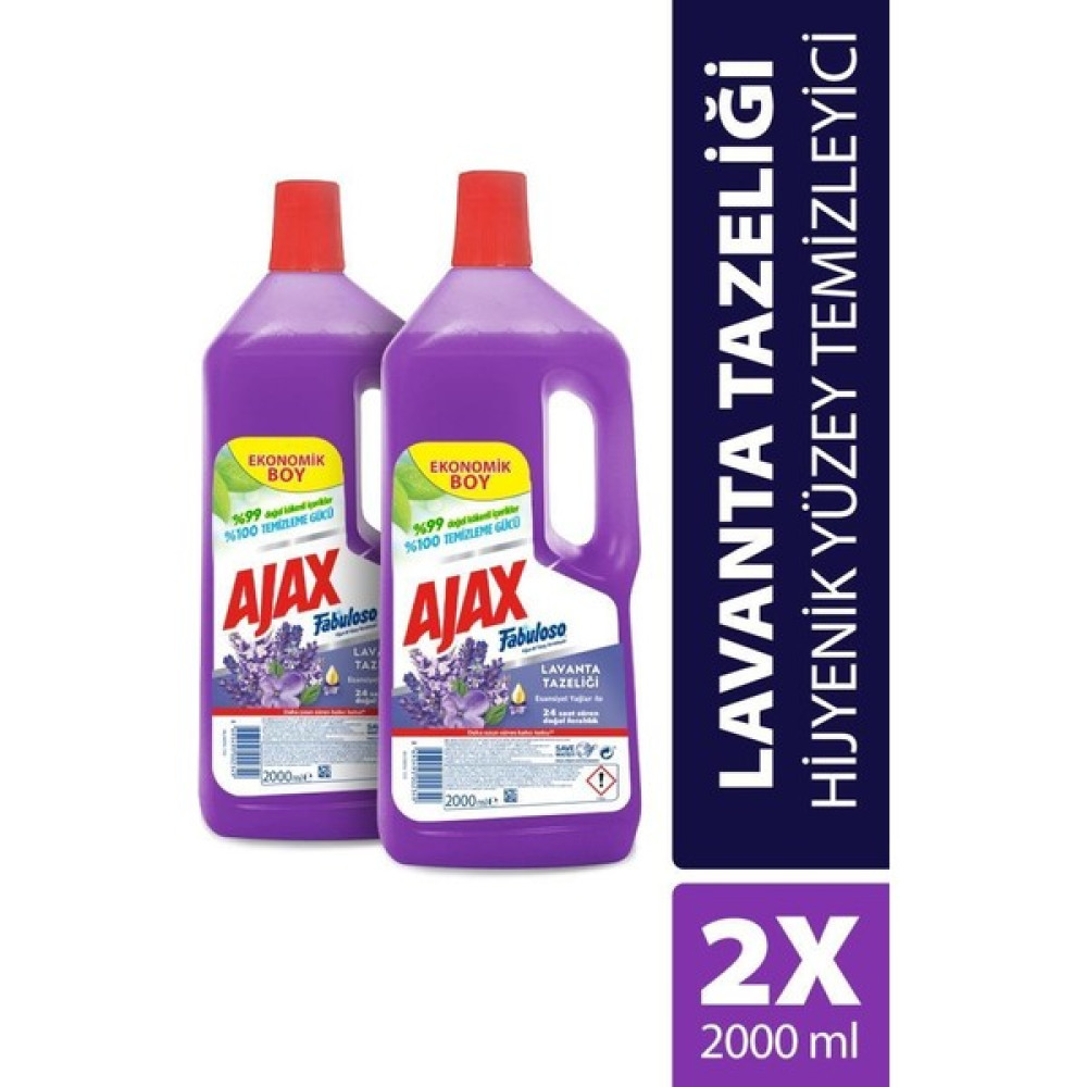 Ajax Fabuloso Yüzey Temizleyici Lavanta 2X2000 ml Parlatıcı ve Temizleyiciler Fiyatı