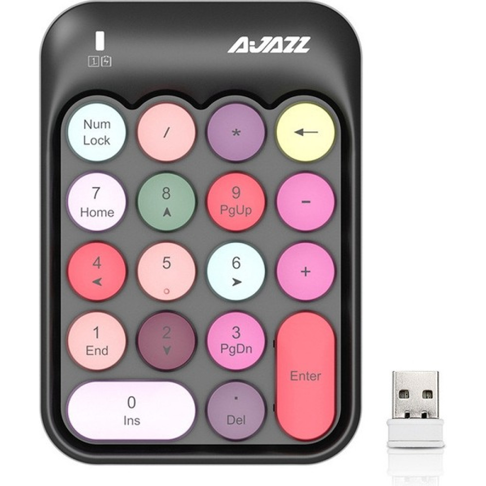 Ajazz AK18 2.4g Mini Kablosuz Karışık Renk Tuşları Sayısal Klavye (Siyah) (Yurt Dışından) - Siyah Oyuncu Klavyesi Fiyatı