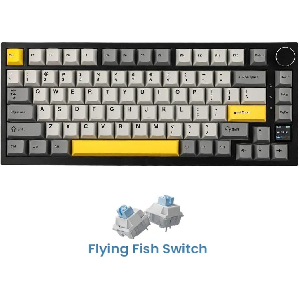 Ajazz AK820 Pro Mekanik Oyun Klavyesi 3 Modlu Tft Renkli Ekran, Gasket Yapı Hot Swap Rgb - Flying Fish Switch - Siyah Klavye - Mouse Fiyatı