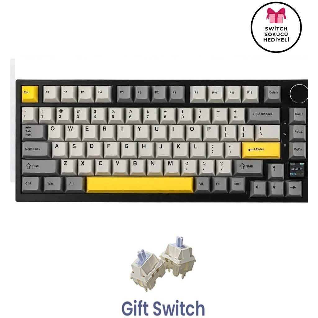 Ajazz AK820 Pro Mekanik Oyun Klavyesi 3 Modlu Tft Renkli Ekran, Gasket Yapı Hot Swap Rgb - Gift Switch - Siyah Klavye - Mouse Fiyatı
