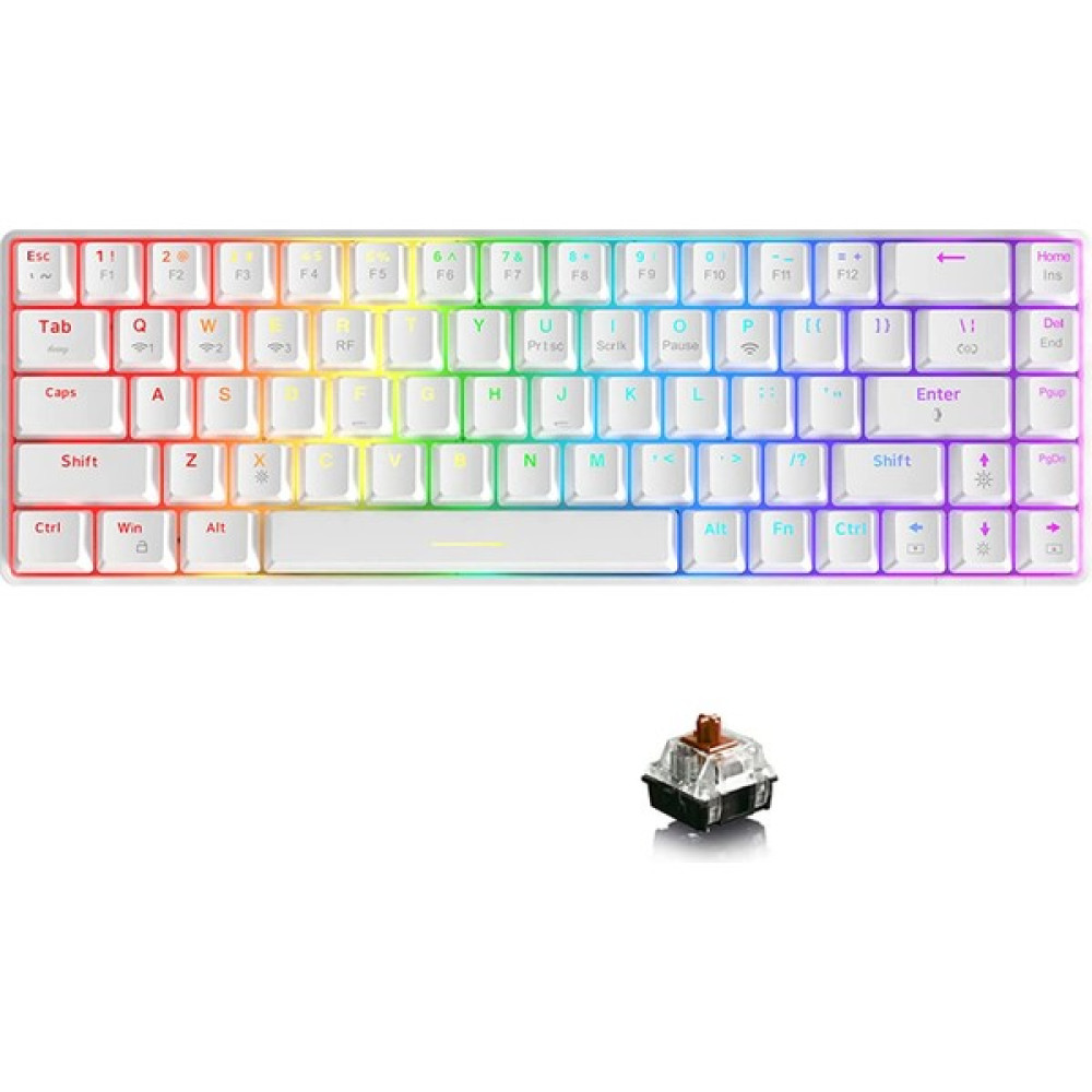Ajazz K685T %60 Kablosuz Mekanik Oyuncu Klavyesi-Rgb-Hot Swappable-Brown Switch Oyuncu Klavyesi Fiyatı