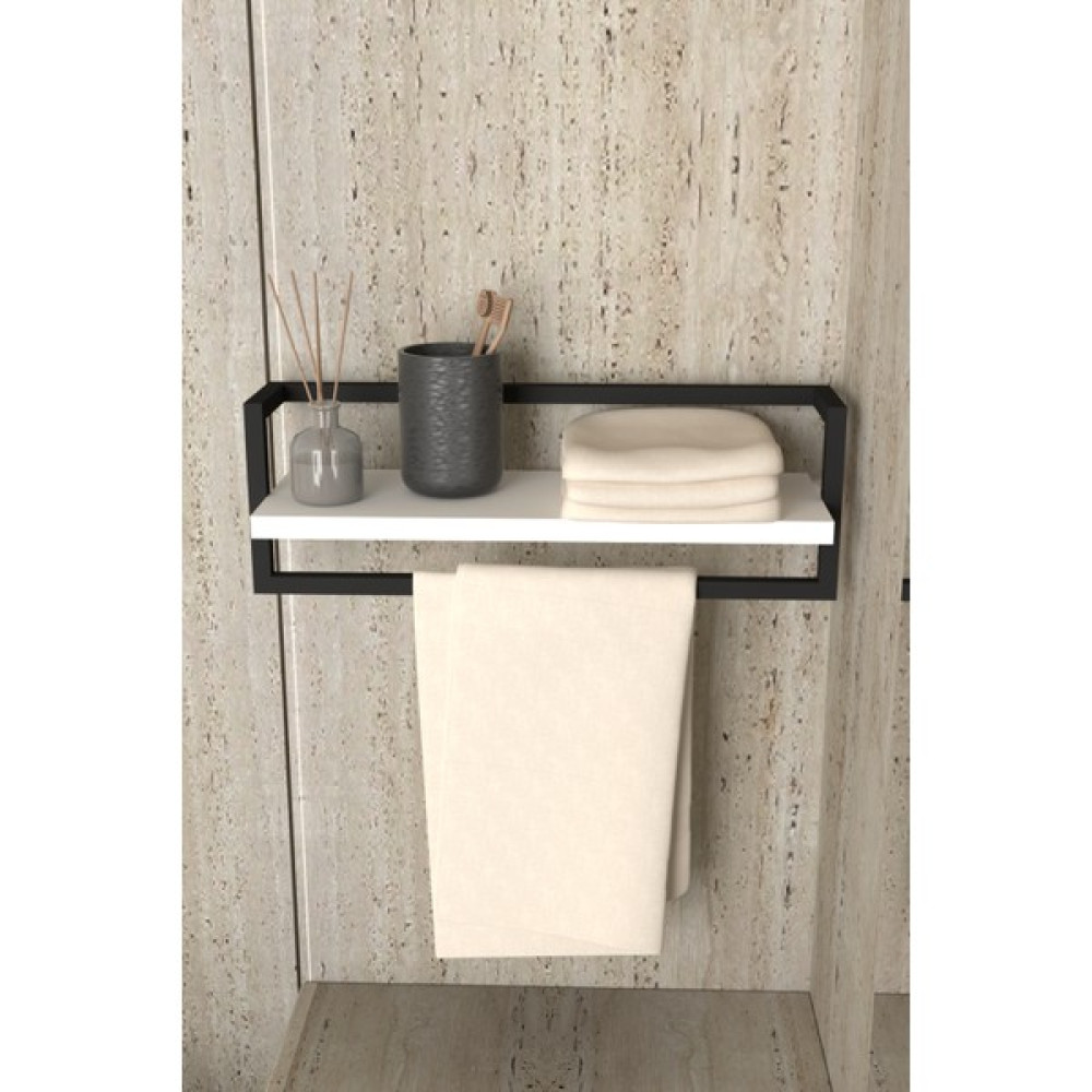 Aju Havluluk - Duvara Monte Raf Aksesuarlık - Şal Askılığı - Banyo Mutfak Düzenleyici Çok Amaçlı Raf - Beyaz Duvar Rafı Fiyatı