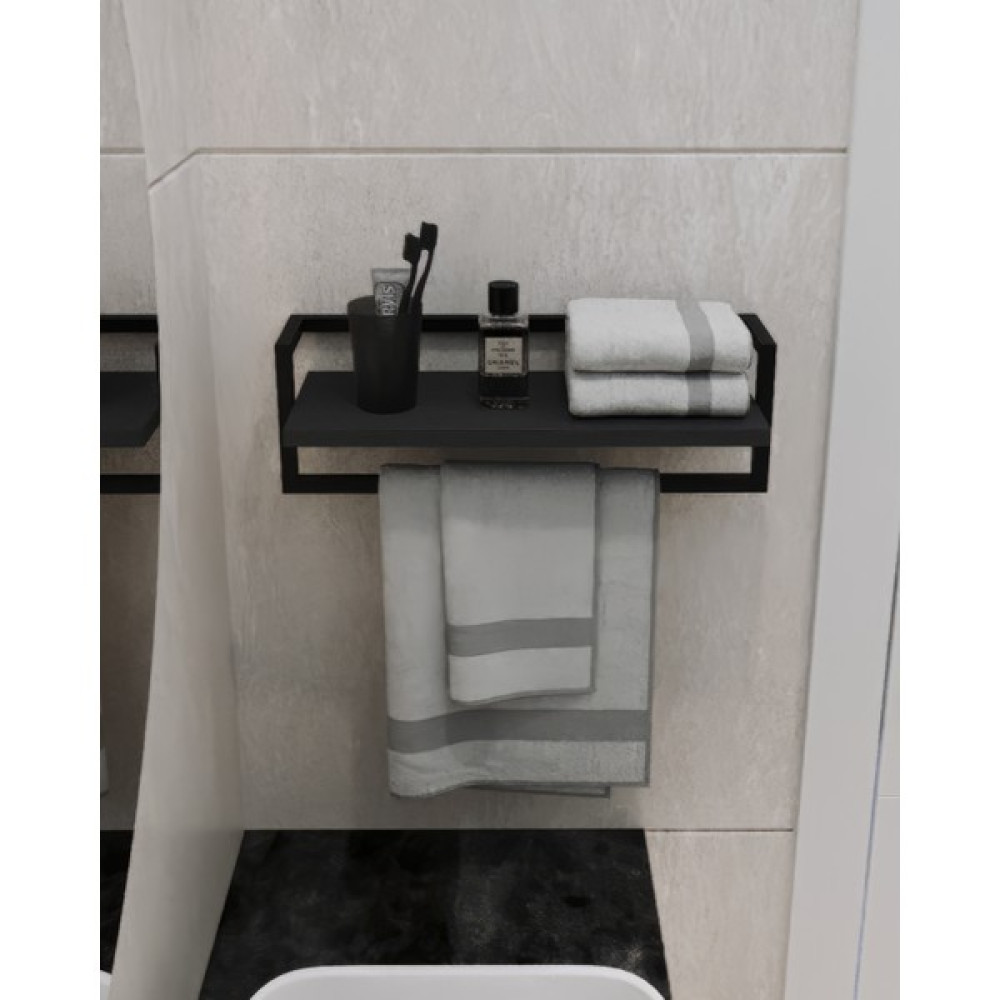 Aju Havluluk - Duvara Monte Raf Aksesuarlık - Şal Askılığı - Banyo ve Mutfak Düzenleyici Çok Amaçlı Raf - Antrasit Duvar Rafı Fiyatı
