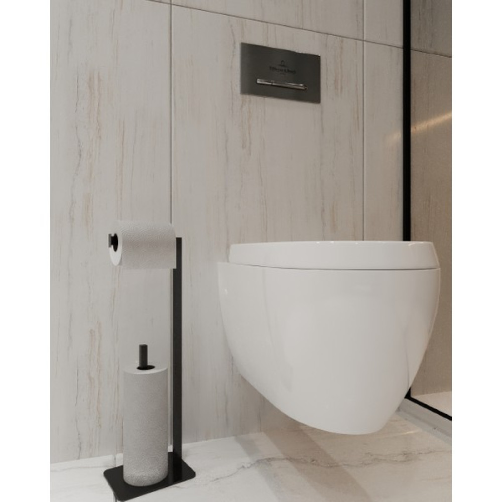 Aju Tuvalet Kağıtlığı Yedekli Özel Tasarım Ağır Döküm Ayaklı Devrilmez Banyo Tuvalet Kurulum Gerektirmez - Siyah Tuvalet Kağıtlığı Fiyatı