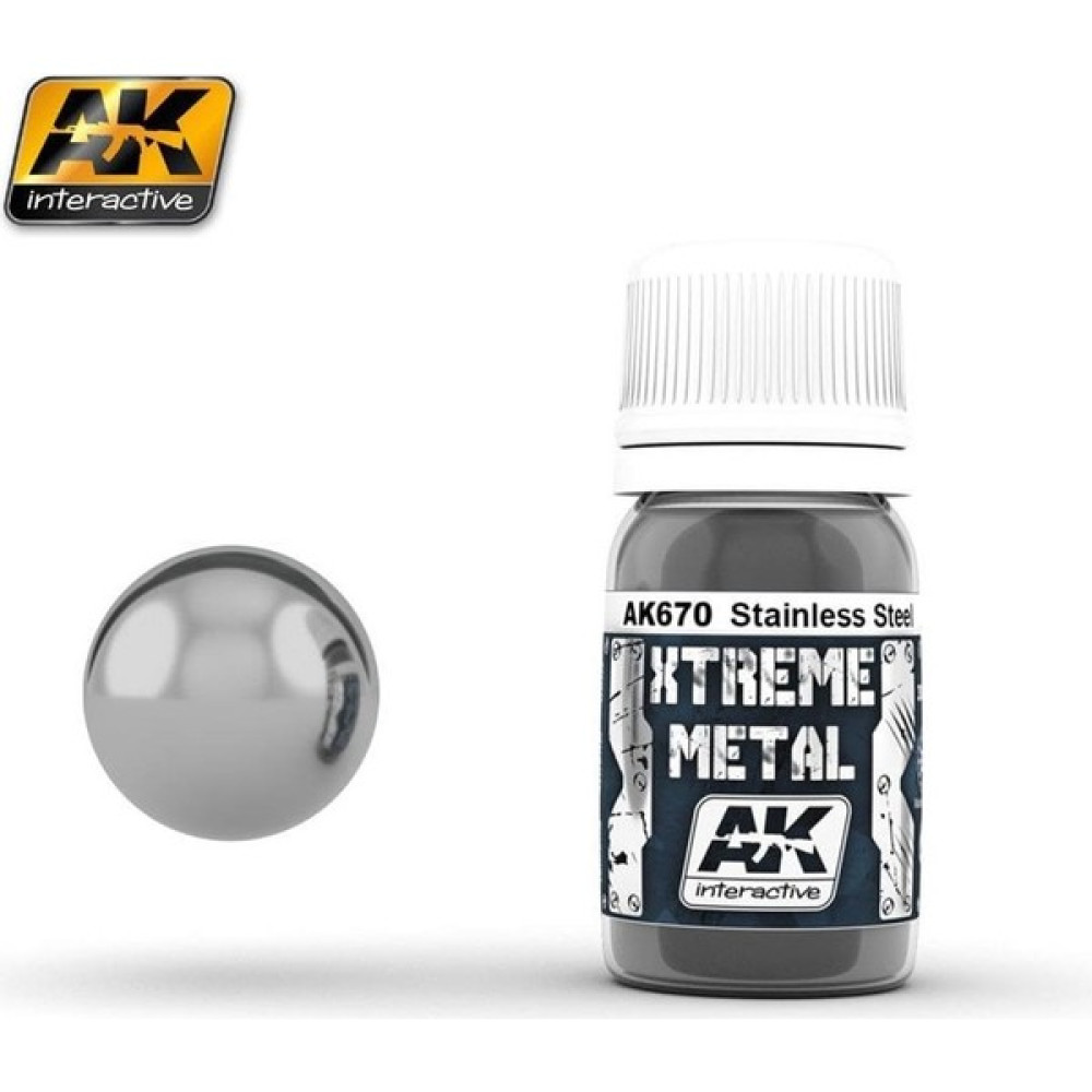 Ak Interactive 670 30 Ml. Paslanmaz Çelik Rengi, Xtreme Metal Serisi Model Boyası Oto Boyaları Fiyatı