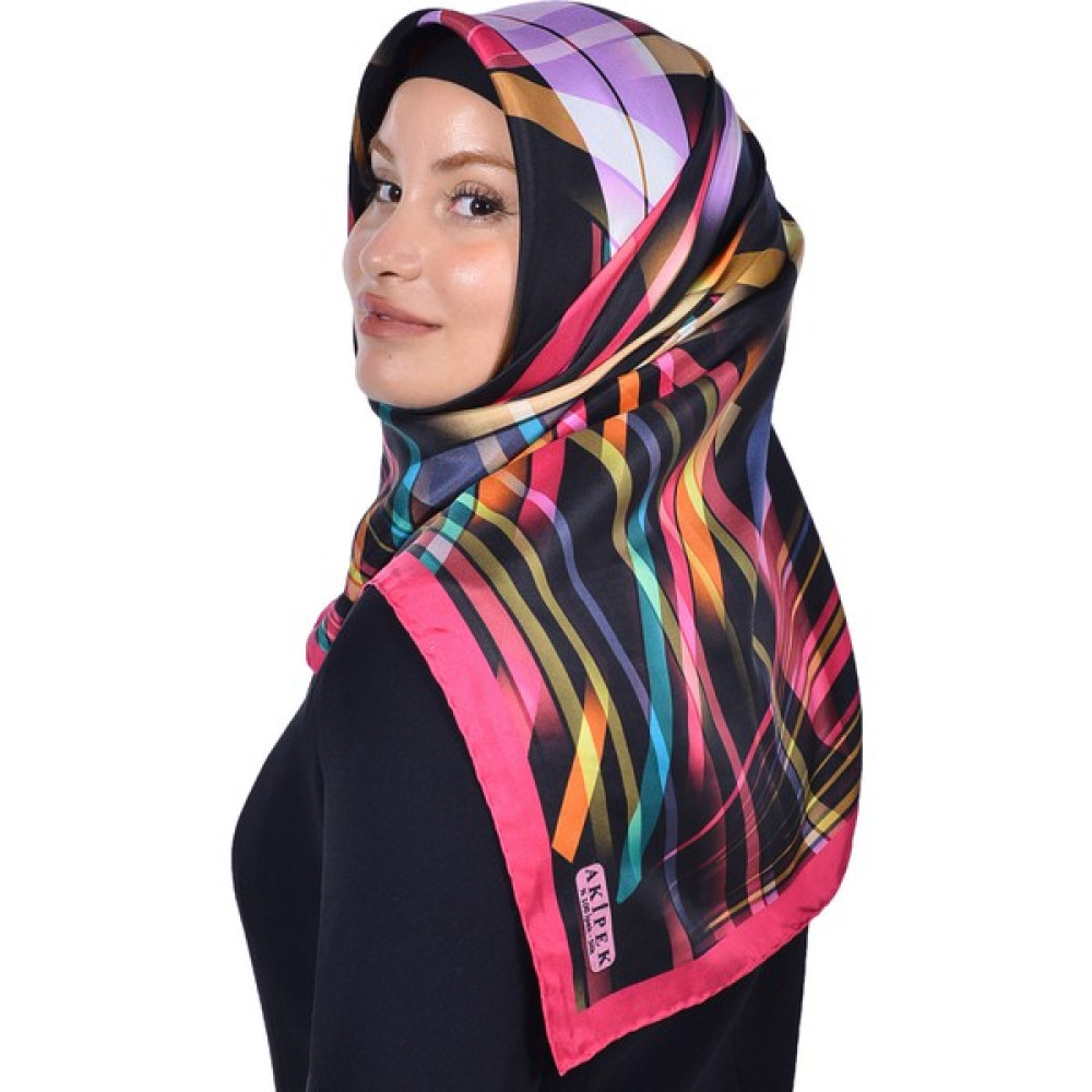 Ak İpek Ipek Twill Eşarp - Geometrik Işık Yansımaları Eşarp Fiyatı