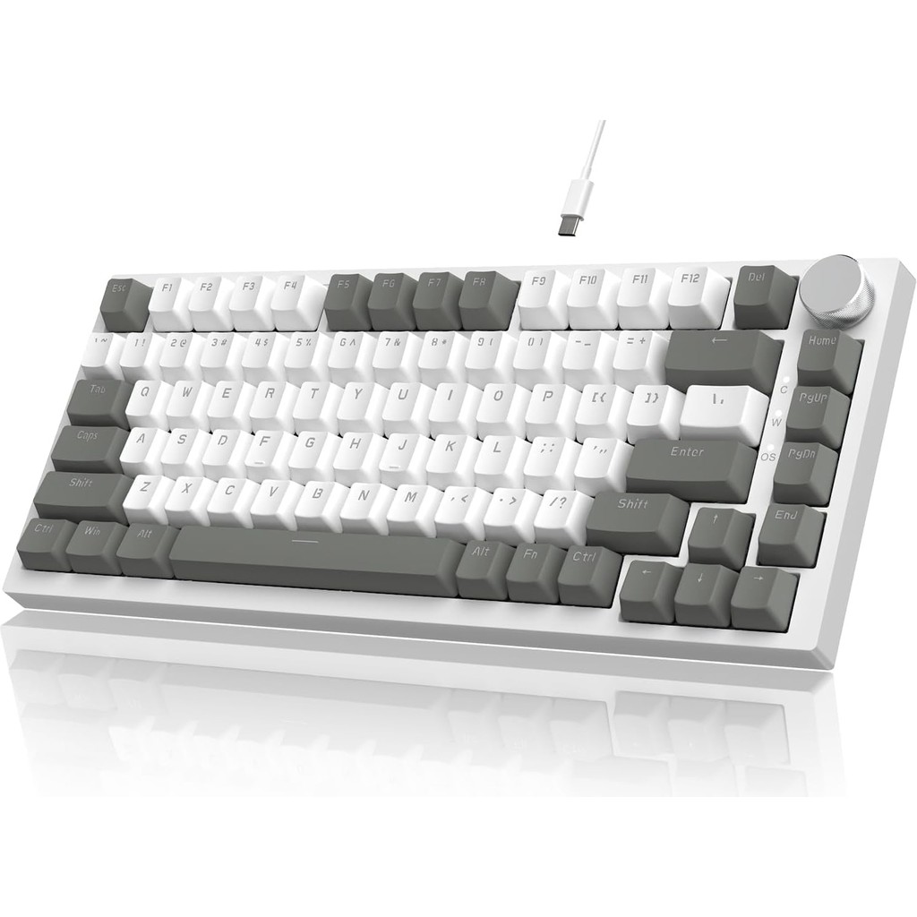 AK820 Kırmızı Switch - Beyaz Işıklı Hot Swap Kablolu Mekanik Oyun Klavyesi - Gri Beyaz - Red Switch Klavye - Mouse Fiyatı