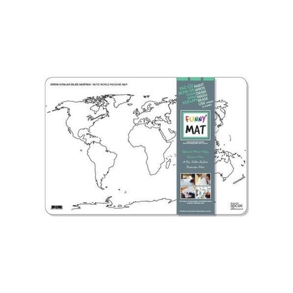 Akademi Çocuk-Funny Mat - Dünya Kıtalar Dilsiz Haritası Sanatsal Malzemeler Fiyatı