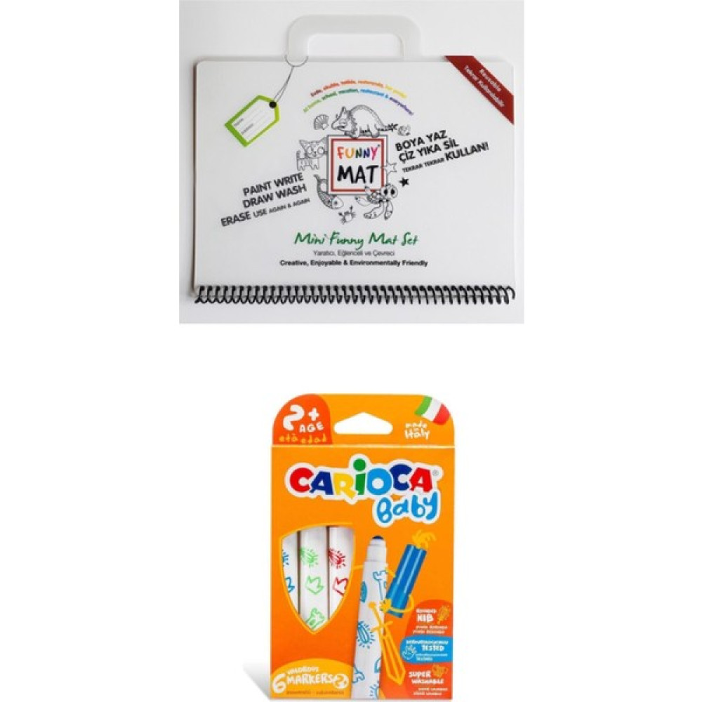 Akademi Çocuk Funny Mat Mini Set + Carioca Baby 6 lı Keçeli Kalem Sanatsal Malzemeler Fiyatı