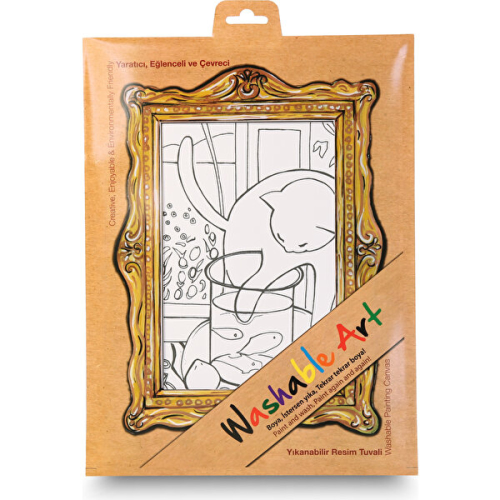 Akademi Çocuk Funny Mat -Washable Art - ( Yıkanabilir Tuval ) Henri Matıssse - Kırmız Balıkla Kedi - Yeni Resim Defteri Fiyatı