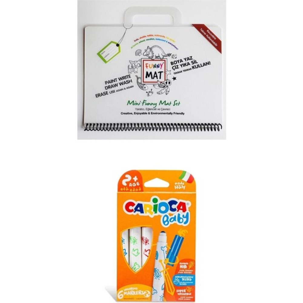 Akademi Çocuk Mini Funny Mat Set & Carioca Jumbo Bebek Süper Yıkanabilir Keçeli Boya Kalemi 6'lı Set Sanatsal Malzemeler Fiyatı