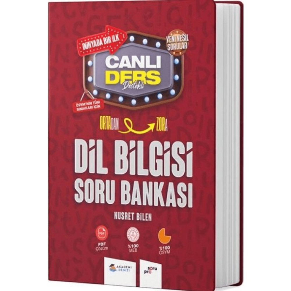 Akademi Denizi Yayınları Kpss Dil Bilgisi Ortadan Zora Canlı Ders Soru Bankası - Nusret Bilen Ders Sınav Kitapları Fiyatı