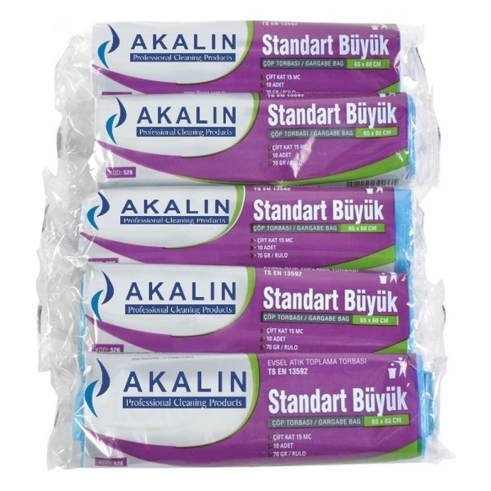 Akalın Standart Büyük Mavi Çöp Poşeti 5 Rulo 65 x 80 cm - 60 x 85 cm Çöp Poşetleri Fiyatı