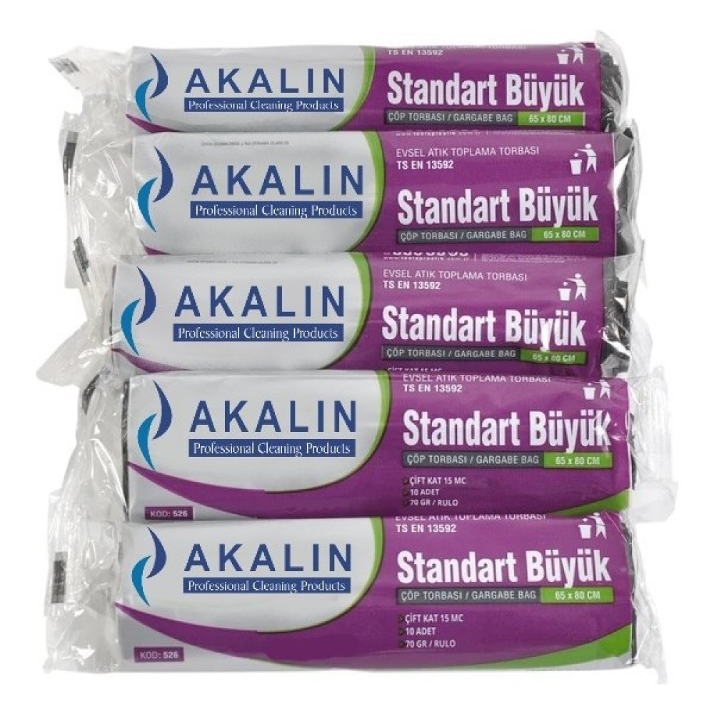 Akalın Standart Büyük Siyah Çöp Poşeti 5 Rulo 65 x 80 cm Çöp Poşetleri Fiyatı