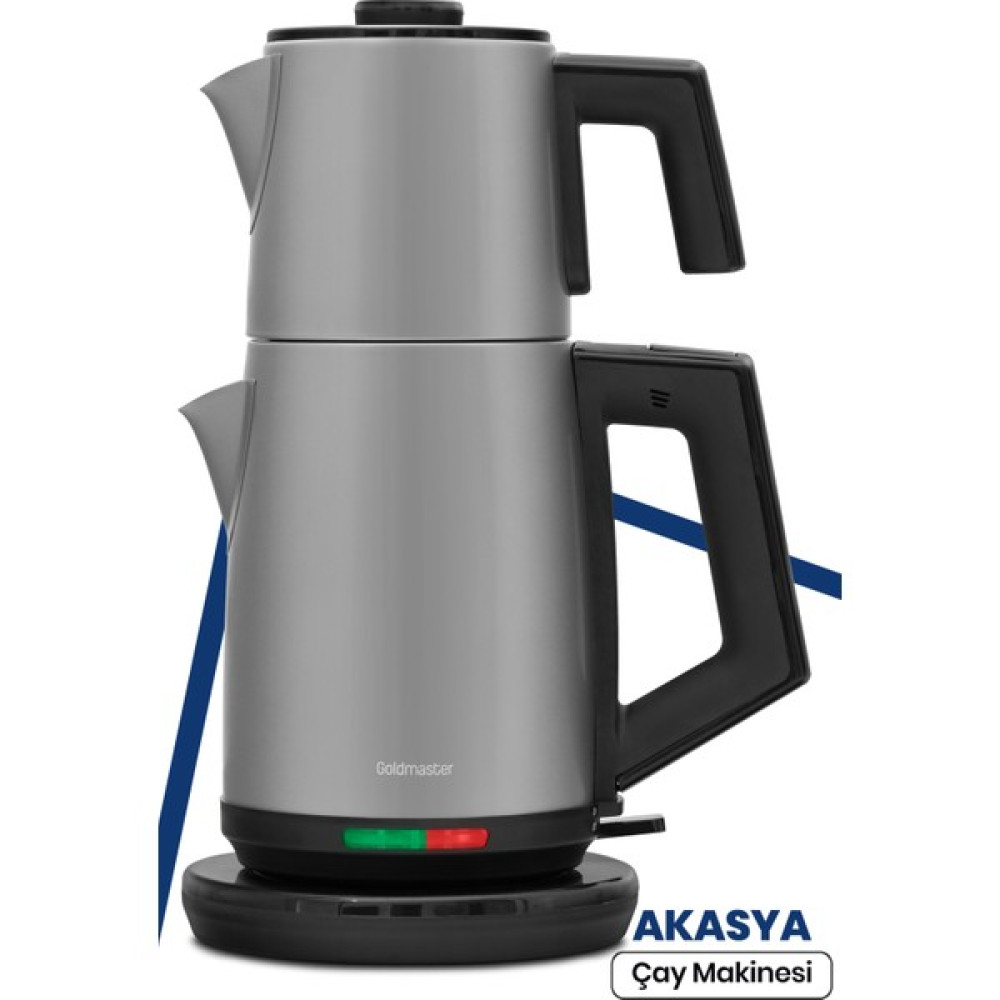 Akasya Silver XL 2200 Watt Patentli Damlatmayan Tasarımı Çelik Çay Makinesi ve Su Isıtıcısı - Inox Çay Makineleri Fiyatı