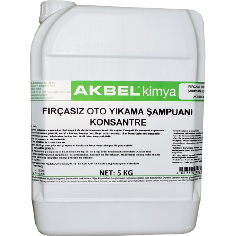 Akbel Kimya Fırçasız Oto Yıkama Şampuanı Konsantre 5 kg 1/60 Oto Yıkama Ürünleri Fiyatı