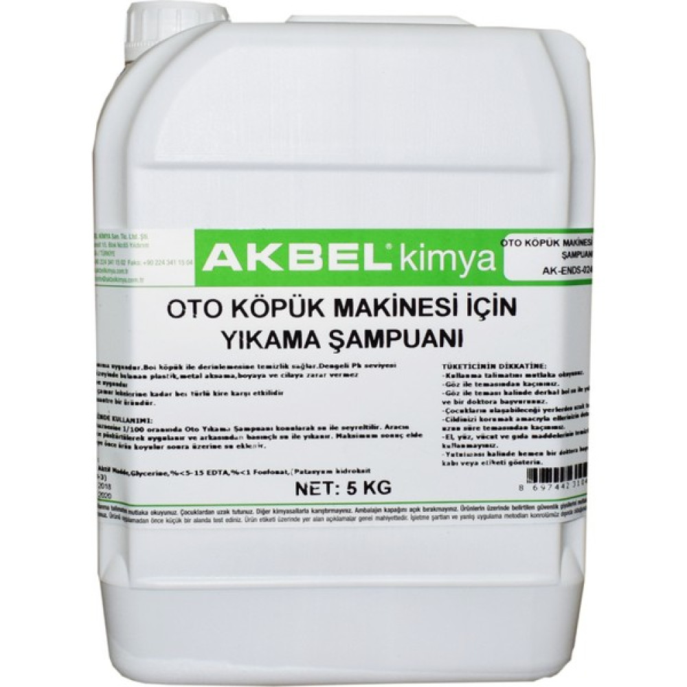 Akbel Kimya Oto Köpük Makinesi İçin Yıkama Şampuanı 5 Kg 1/100 Oto Yıkama Ürünleri Fiyatı