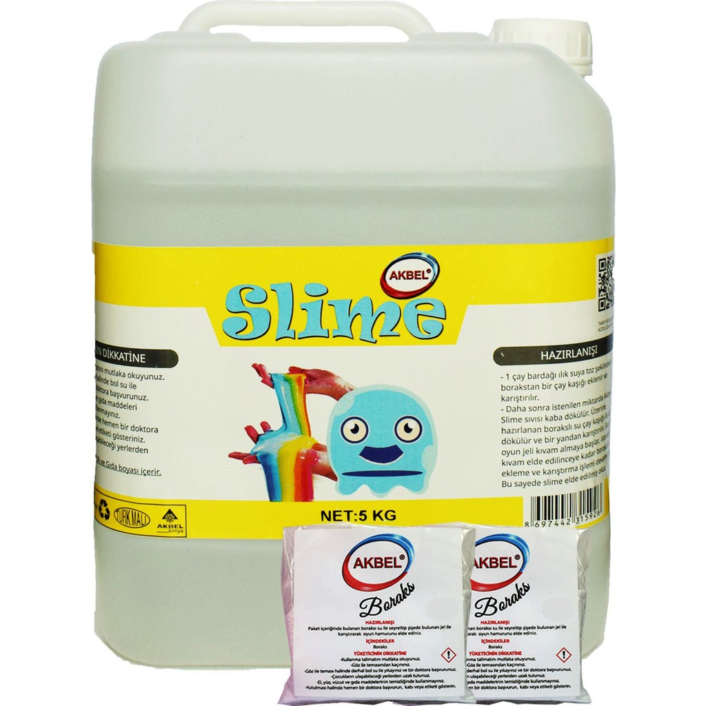 Akbel şaka hamuru slime şeffaf boyasız 5 kg + 200 gr boraks Diğer Fiyatı