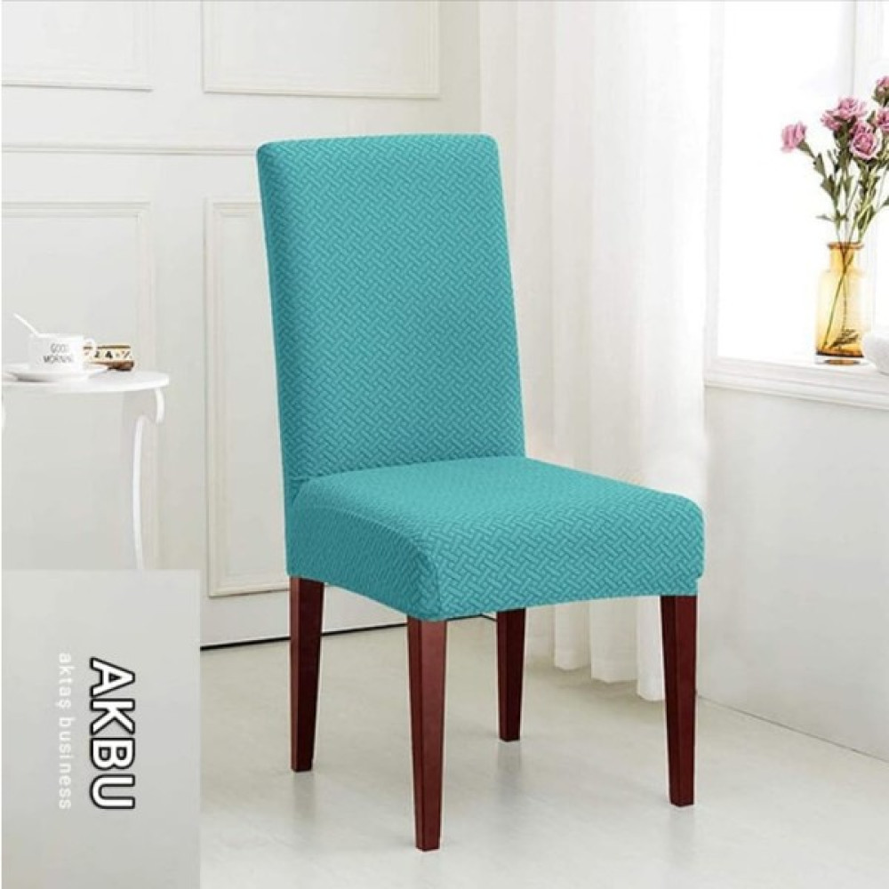 Akbu Likrali Kümaş Desenli Sandalye Örtüsü, Lastikli, Esnekli , Sandalye Kılıfı 1 Adet - 35 x 50 cm - Turkuaz Koltuk & Kanepe Örtüsü Fiyatı