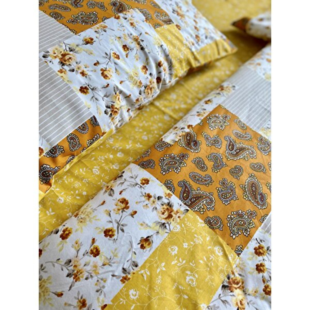 Akça Ev Patchwork Desen Ranforce Pamuk Tek Kişilik Nevresim Takımı - Sarı - Turuncu - 160 x 240 cm Nevresim Takımı Fiyatı