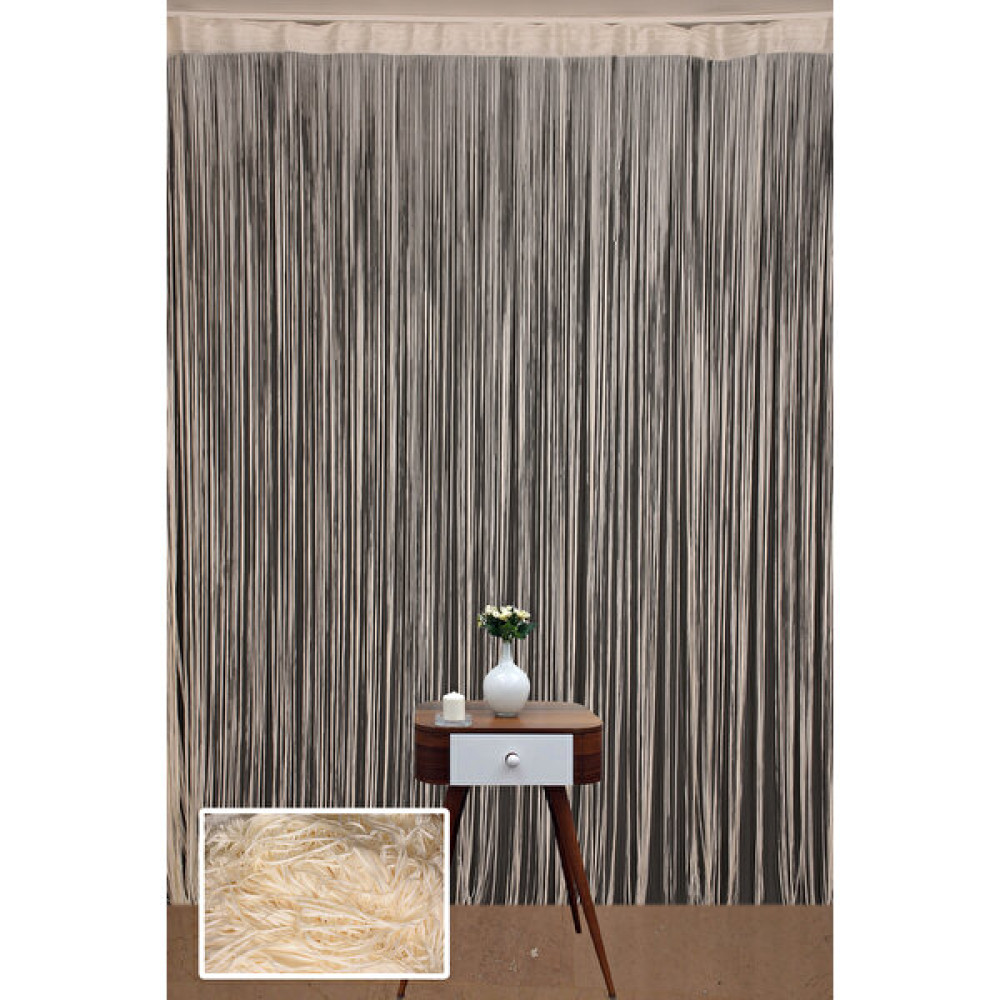 Akça Tekstil Düz Ip Model 190 cm En 280 cm Boy Krem Renk Hazır Ip Perde - 190 x 280 cm İp Perde Fiyatı