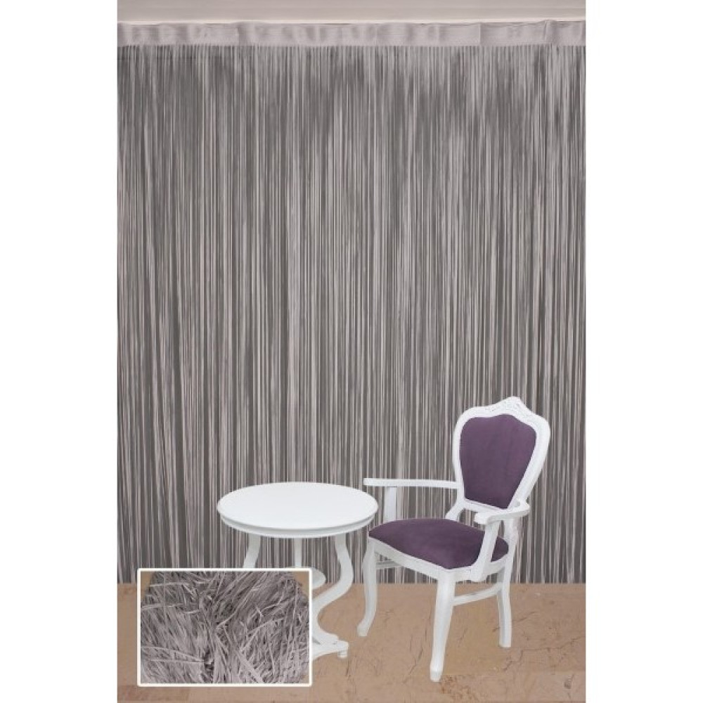 Akça Tekstil Düz İp Model Gri Renk Hazır İp Perde 300 x 270 cm. İp Perde Fiyatı