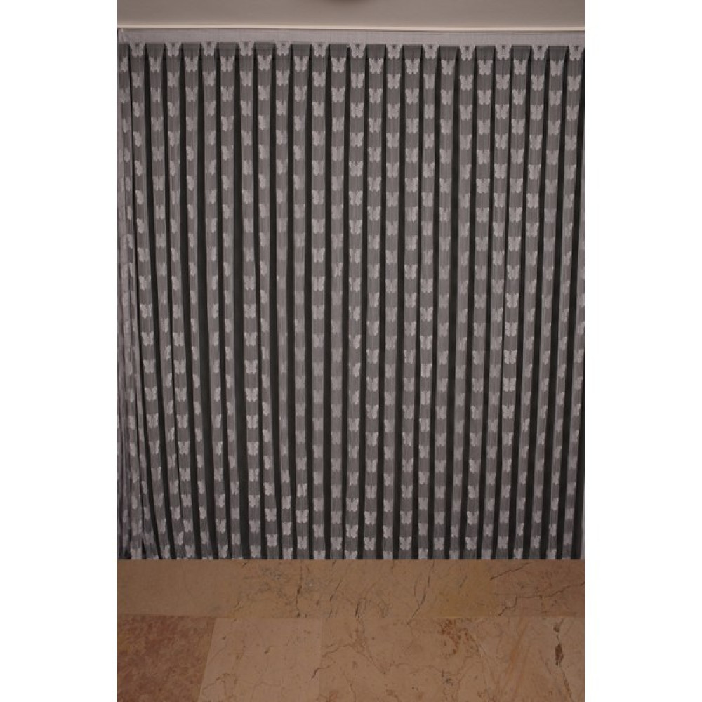 Akça Tekstil Kelebek Model Gri Renk İp Perde Hazır Düğmeleri Dikilmiş İp Perde 300 x 270 cm. İp Perde Fiyatı