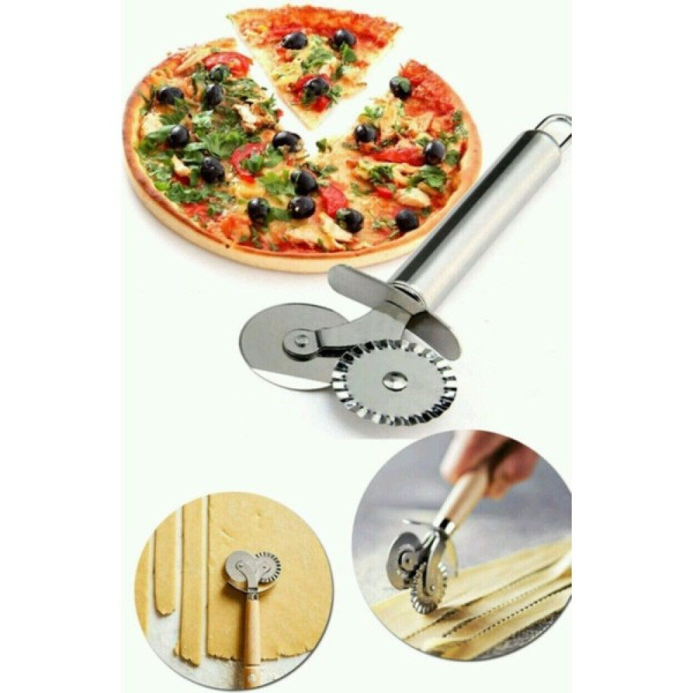 Akcakese Çelik Çift Başlıklı Pizza Mantı Hamur Kesici Kesme Bıçağı Hamur Ruleti Hamur Şekillendirme Makinesi Mutfak Gereçleri Fiyatı