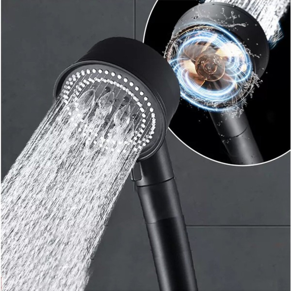Akcakese Turbo Fan Pervaneli 5 Fonksiyonlu Siyah Duş Başlığı El Duşu - Krom Duş Başlığı Fiyatı