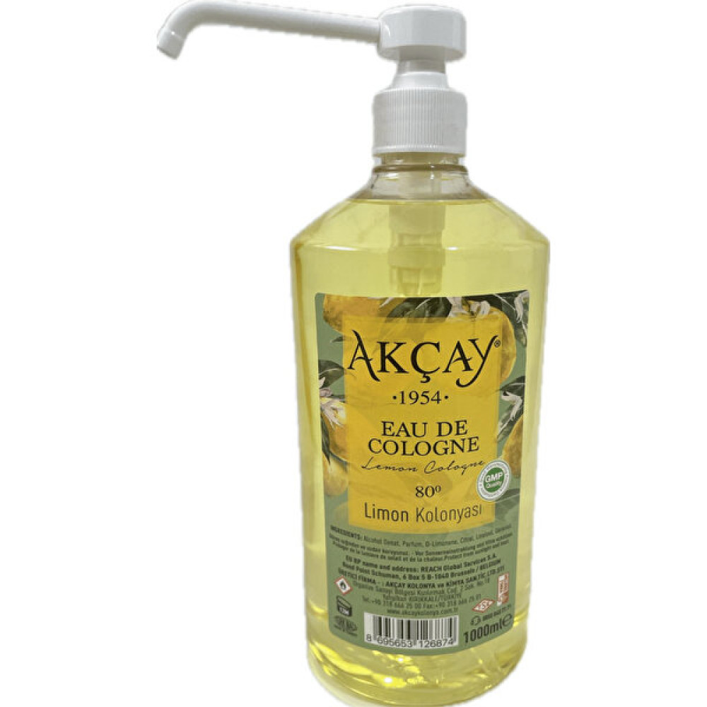 Akçay Limon Kolonyası 80° 1 lt Pompalı Pet Şişe Kolonya & Gülsuyu Fiyatı