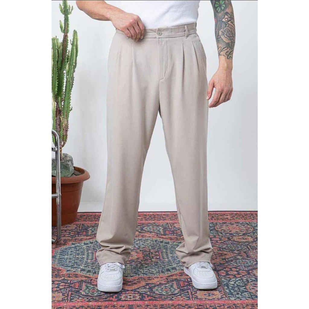 Akçaylar Çift Pileli Arka Beli Lastikli Geniş Paça Baggy Yazlık Kumaş Pantolon Giyim & İç Giyim Fiyatı