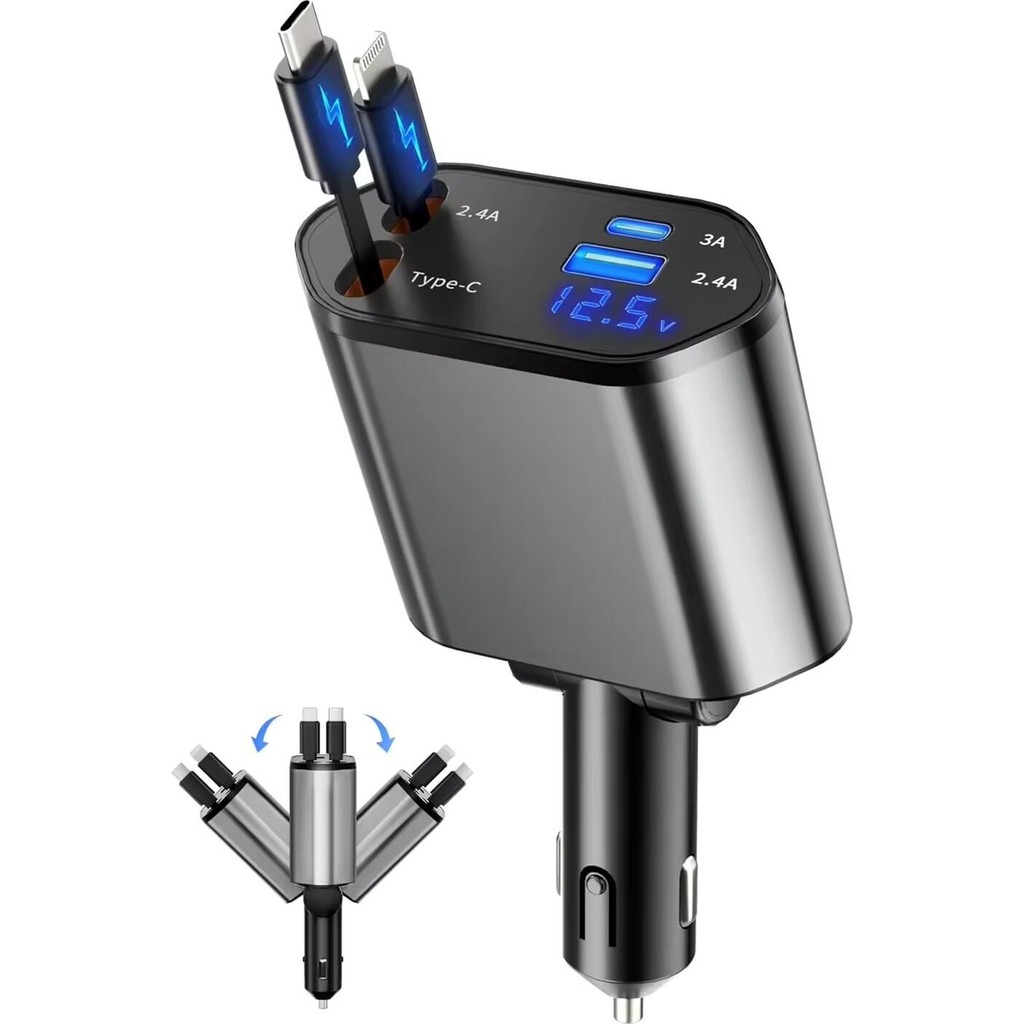 AKD Araç İçi Hızlı Şarj Cihazı 120W 4’ü 1 Arada Type-C Lightning Micro USB - Gri Bilgisayar Çevirici ve Adaptörü Fiyatı