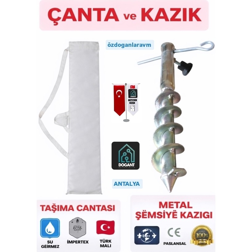 Akdeniz Deniz Piknik Balkon Plaj Şemsiye Çanta + Kazık - Gri Diğer Fiyatı
