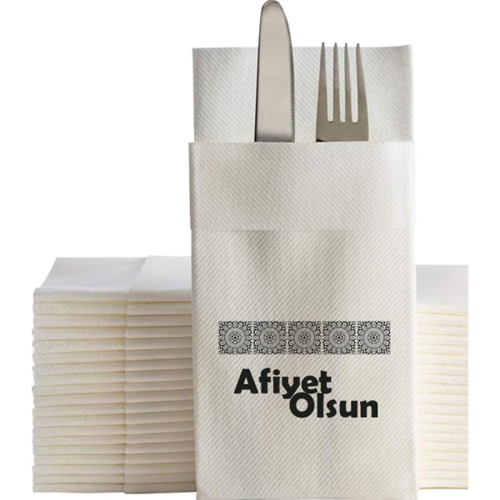 Ake Kağıt Afiyet Olsun Desenli Cepli Peçete 48X48 cm 50 Adet Peçete Fiyatı
