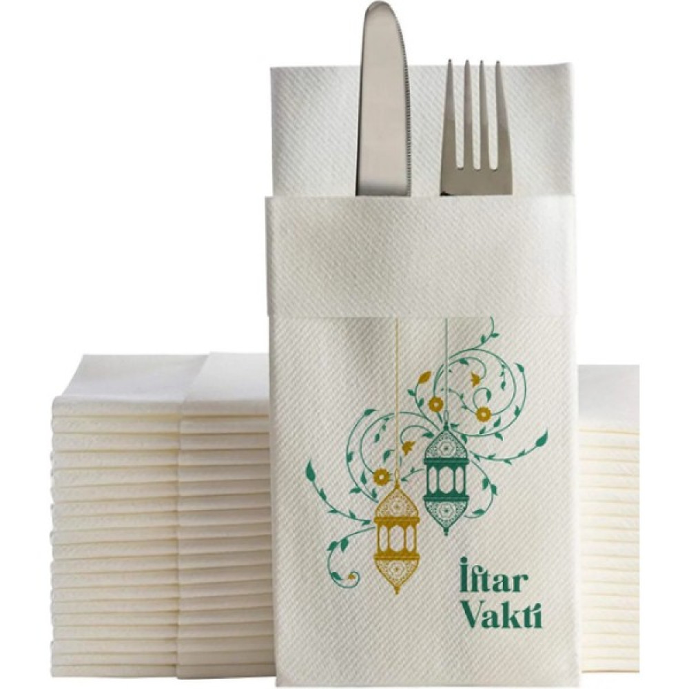 Ake Kağıt Iftar Vakti Baskılı Cepli Peçete 48X48 cm 50 Adet Peçete Fiyatı