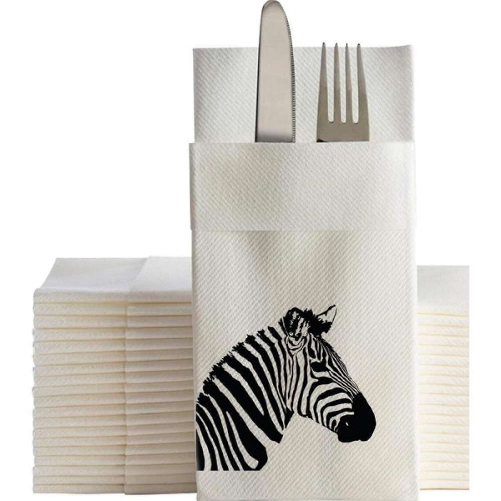 Ake Kağıt Zebra Baskılı Cepli Peçete 48X48 cm 50 Adet Peçete Fiyatı