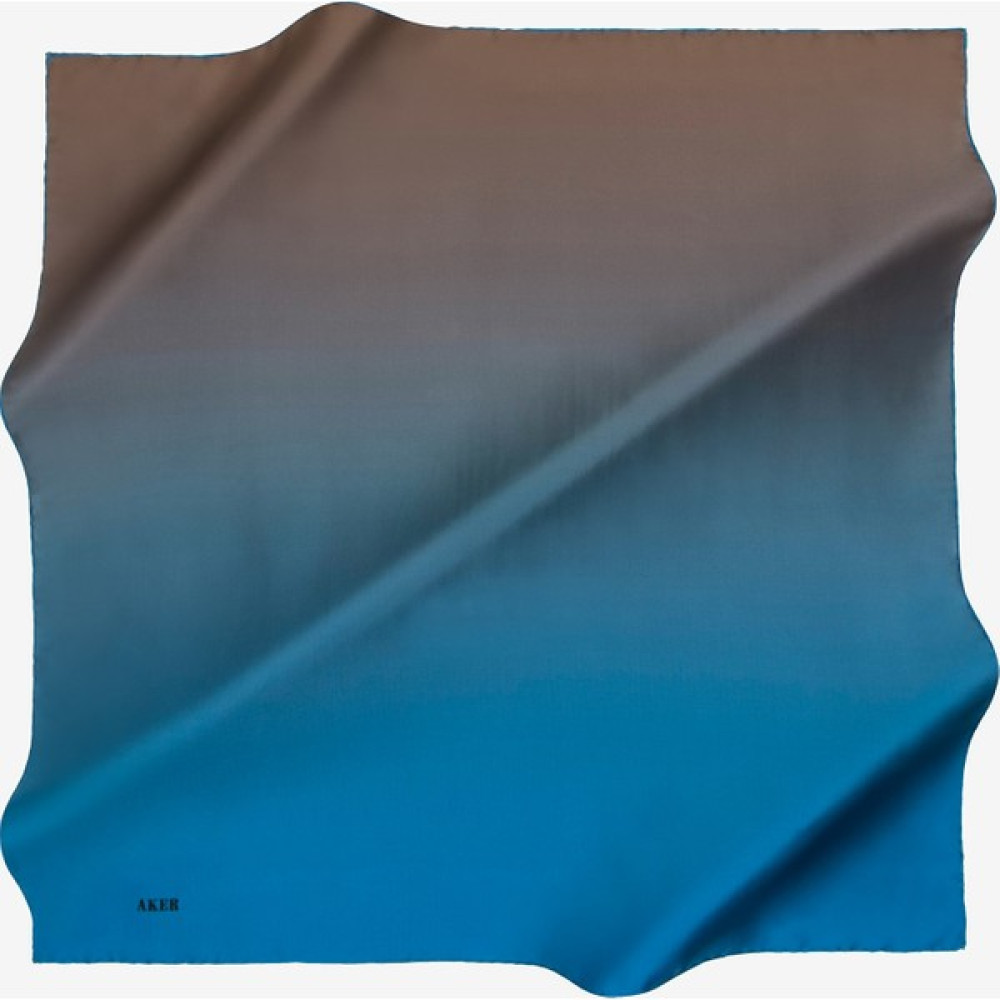 Aker Kahve Mavi Degrade İpek Tivil Eşarp / 90X90 / 7656713-923 Eşarp Fiyatı