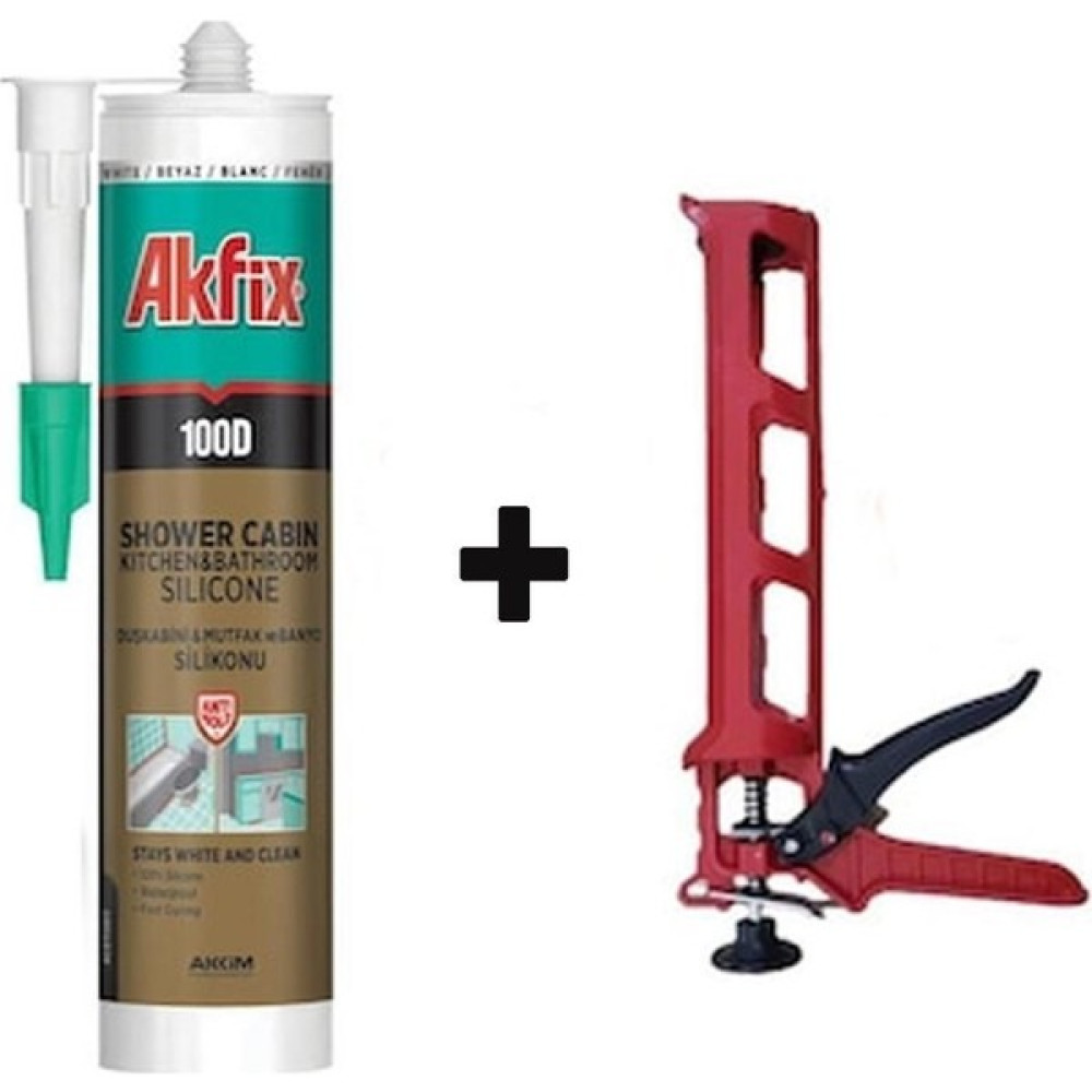 Akfix 100D Şeffaf Duşakabin Silikonu 310 Ml + Silikon Tabancası Nalburiye & Hırdavat Fiyatı