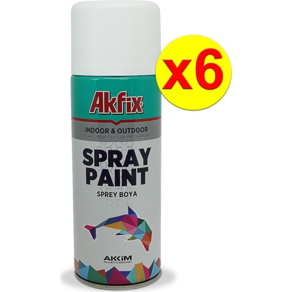 Akfix 6’lı Paket Akrilik Sprey Boya 400ML Mat Beyaz - 400 ml Boya Malzemeleri Fiyatı