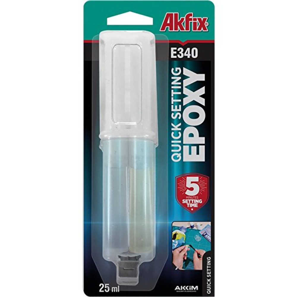 Akfix E340 Hızlı Epoksi Yapıştırıcı Şırınga 25ml Dış Cephe Yalıtım Malzemeleri Fiyatı