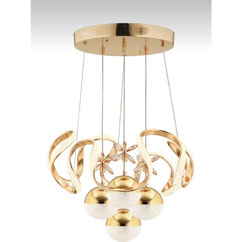 Akgül Kumandalı 3 Renk Işık Özellikli 4 Toplu Modern Gold Kaplama Sarkıt LED Avize Salon Avize TV Aksesuarları Fiyatı