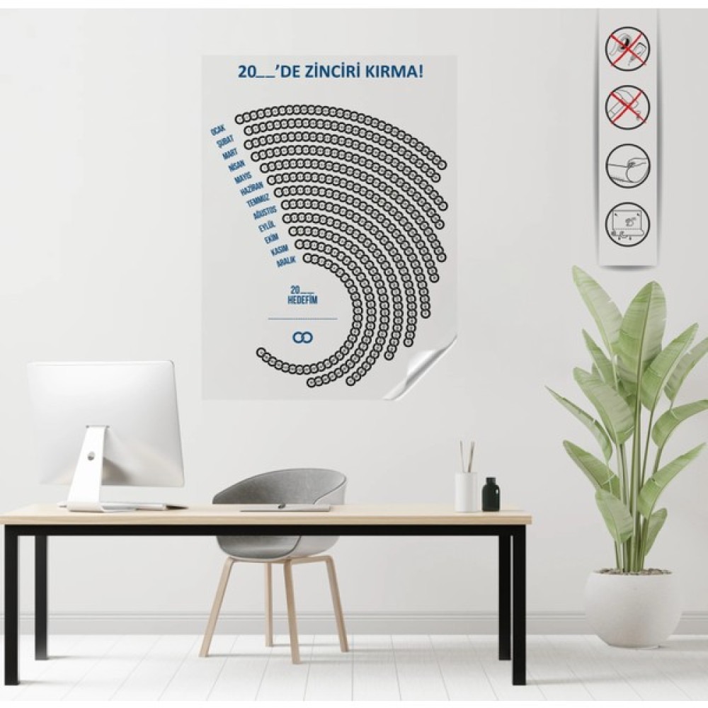 Akıllı Kağıt Statik Kağıt Zincir Kırma Takvimi 50 cm x 70 cm 11 - Renkli - 1 Adet Oto Boyaları Fiyatı