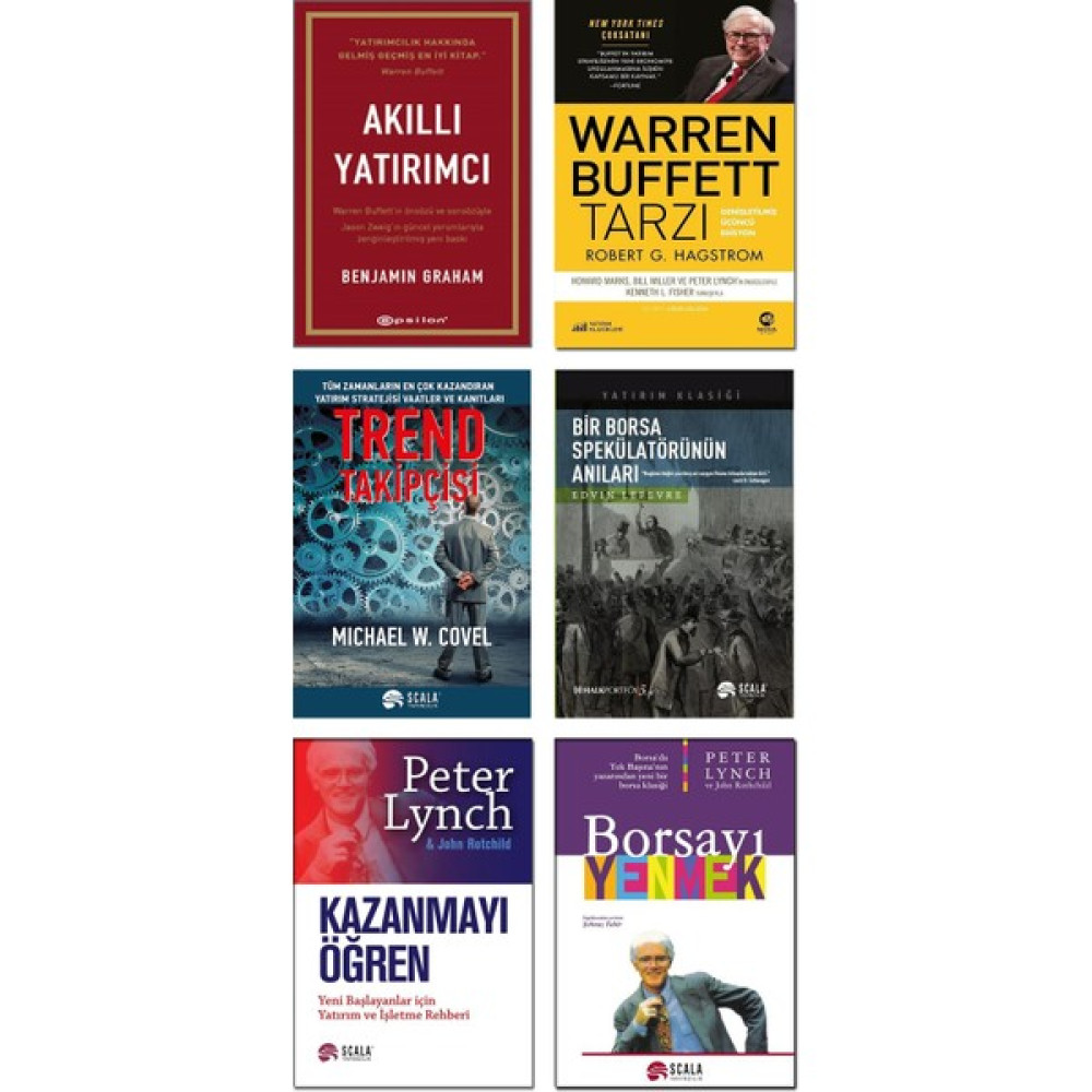 Akıllı Yatırımcı + Warren Buffett Tarzı + Trend Takipçisi + Bir Borsa Spekülatörünün Anıları + Kazanmayı Öğren + Borsayı Yenmek / 6 Kitap Set Ekonomi Pazarlama Kitapları Fiyatı