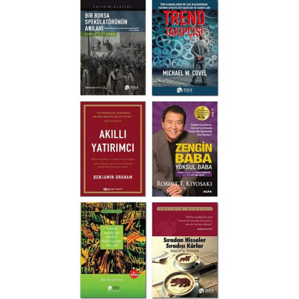 Akıllı Yatırımcı + Zengin Baba Yoksul Baba + Bir Borsa Spekülatörünün Anıları + Trend Takipçisi + Teknik Analiz Mi Dedin? Hadi Canım Sen De + Sırad... Ekonomi Pazarlama Kitapları Fiyatı