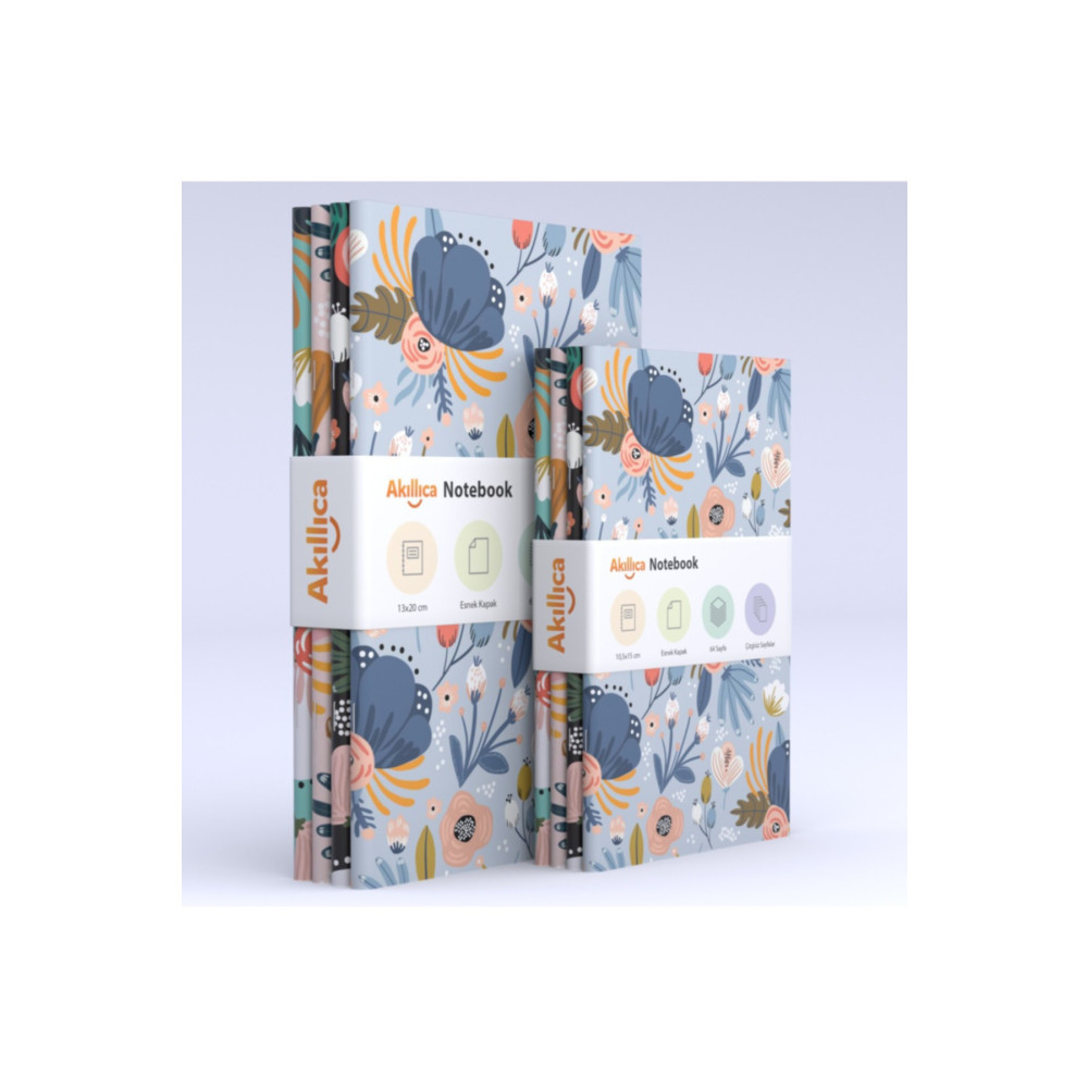 AKILLICA 8li Çizgisiz Defter Seti Çiçekli Defter Defter Fiyatı