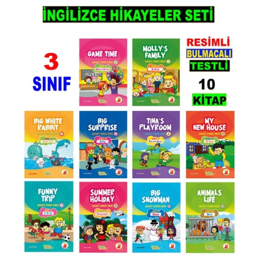 Akılyolu Publishing 3. Sınıf İngilizce Hikayeler Seti (10 Kitap) - Hasan Güneri Yabancı Dil Roman ve Öyküler Fiyatı