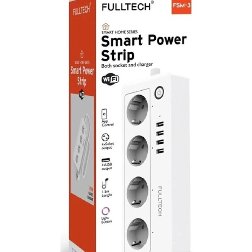 Akım Korumalı 1.5m 4 Lü 4xusb Wifi Telefon Kontrollü Akıllı Priz Fsm3 - Gri Prizler Fiyatı