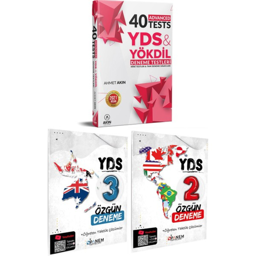Akın Dil Eğitim 2023 Akın Dil 40 YDS&yökdil Test+Panem YDS 3 Deneme+Panem YDS 2 Deneme YDS Fiyatı
